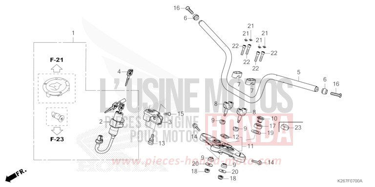 TUYAU DE GUIDON de MSX GROM A MAT GUNPOWDER BLACK METALLIC (NH436) de 2021